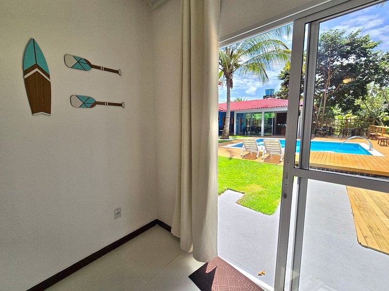 Suíte a 200m da Praia, Com Piscina e Café da Manhã