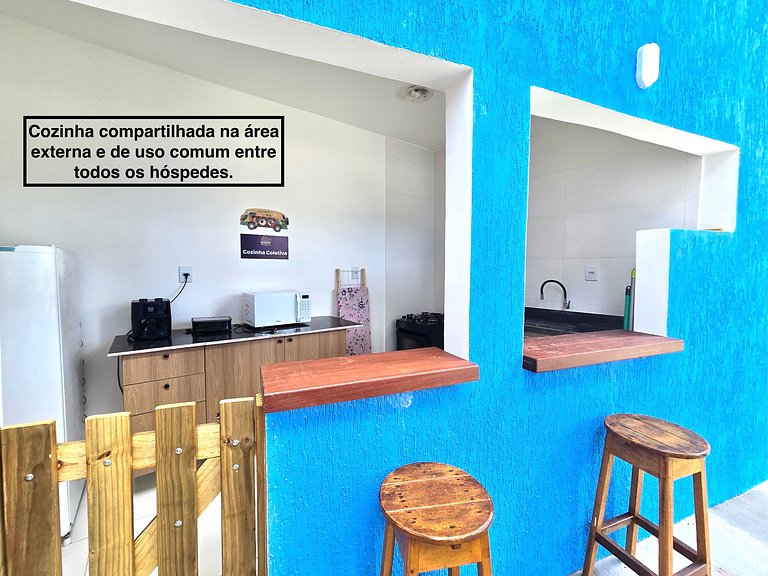 Suíte com 2 quartos e Varanda - 200m da Praia