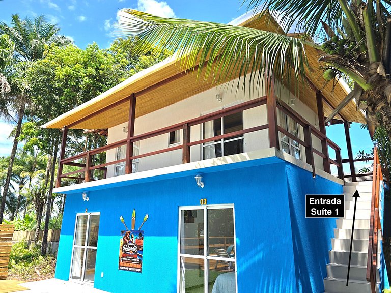Suíte com 2 quartos e Varanda - 200m da Praia